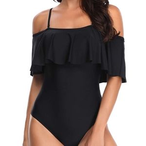 Off the shoulder black swimsuit